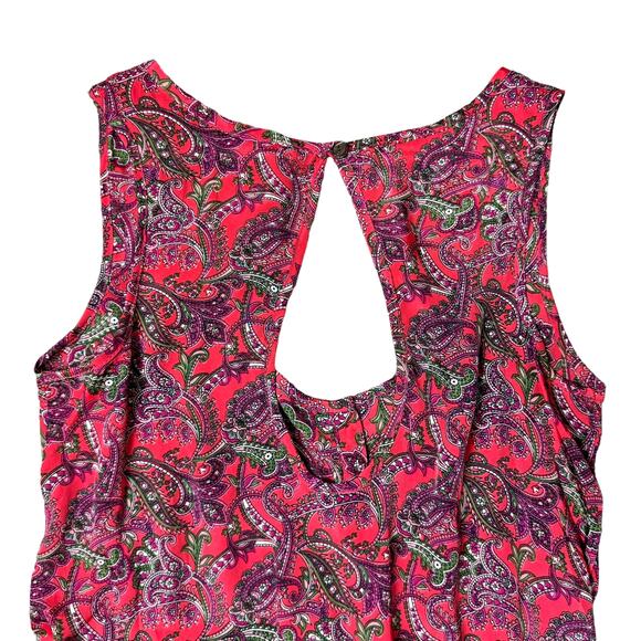 RAGA | Lasting Passion Red Paisley Print Wide Leg Satin Dress w Pockets - Picture 5 of 12